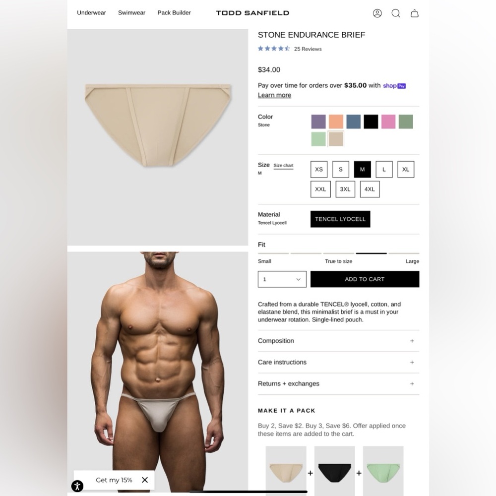 Todd Sanfield, Clay, Essential Endurance Briefs